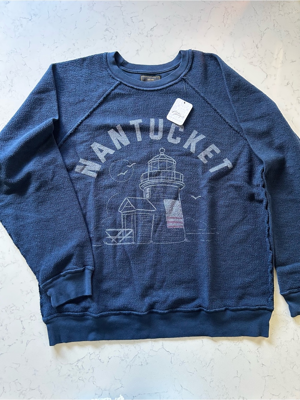 NWT Free People X Retro Brand Nantucket Crewneck in Navy Size Medium - Picture 3 of 16